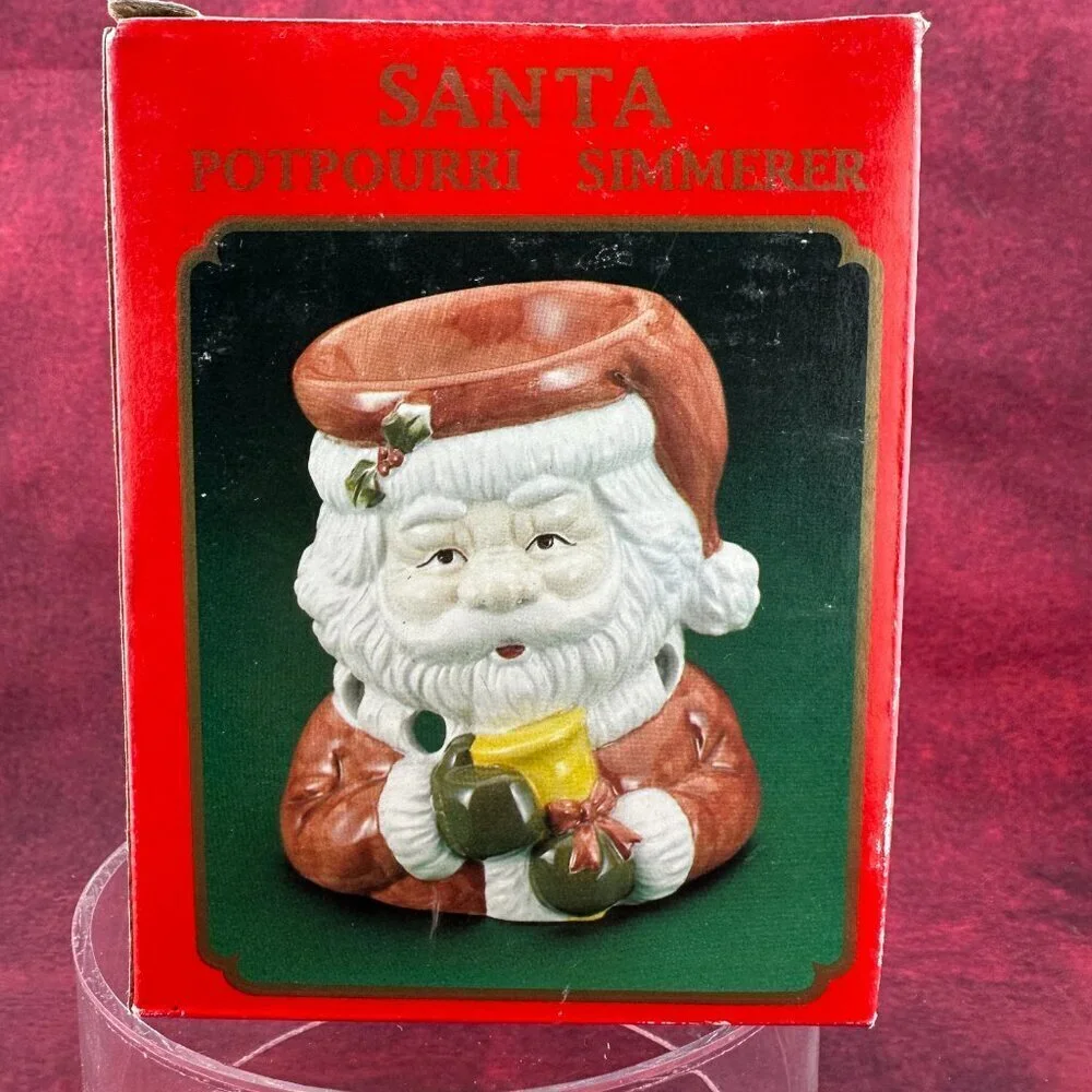 SANTA POTPOURRI, HAND PAINED CERAMIC FIGURINE w/ BOX, 5